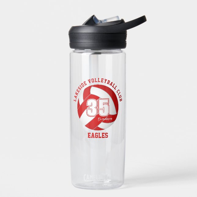 Rot-Weiß-Volleyball-Mannschaftsfarben individuelle Trinkflasche (Links)