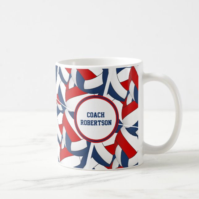 Rot-Weiß-Volleyball-Mannschaftsfarben Trainingsges Kaffeetasse (Rechts)
