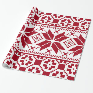 Rot-Weiß-Weihnachts-Strickmuster Geschenkpapier