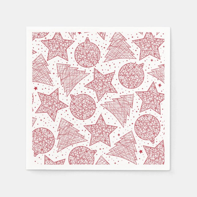 Rot-Weiß-Weihnachtsmuster Papier Napkin-Set Serviette (Vorderseite)
