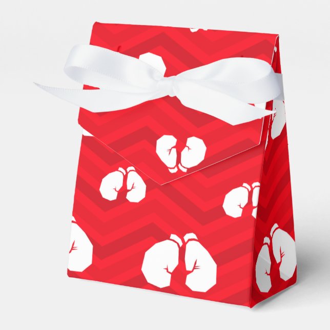 Rot, weiß, Zickzack, Boxer, Boxhandschuhe Geschenkschachtel (Vorderseite)