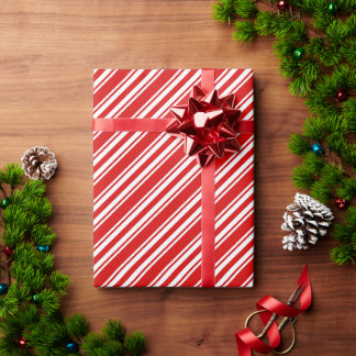 Rot-Weiß-Zuckerrohr gestreift Geschenkpapier