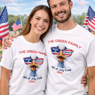 Rot Weiße Blaue Feuerwerk 4. Juli Familie Crew  T-Shirt