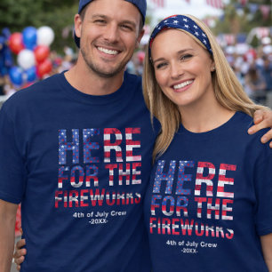 Rot Weiße Blaue Feuerwerk 4. Juli Familie Crew  T-Shirt