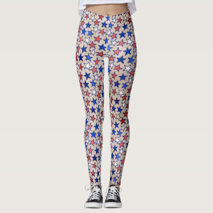 Rot Weiße Blaue Sterne Trendige Yoga-Hose Leggings