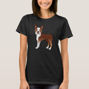 Rot-weiße Boston-Terrier-Hund-Illustration T-Shirt