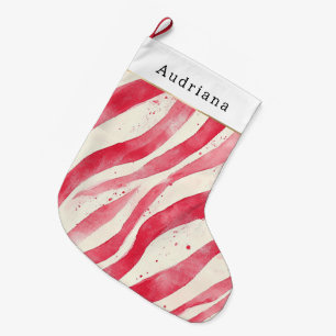 Rot Weiße Creme Candy Cane Weihnachten Großer Weihnachtsstrumpf
