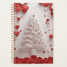 Rot-weiße florale Handmade-Style-Kunstgestaltung Planer