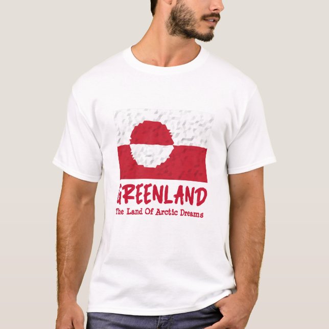 Rot-weiße grönländische Flagge mit Cooler Markieru T-Shirt (Vorderseite)