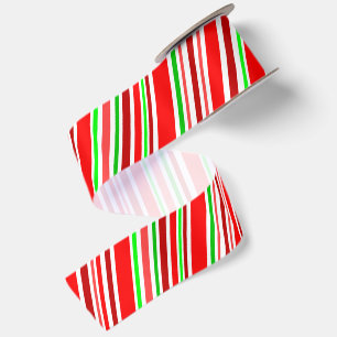 Rot Weiße Grüne Diagonale Zuckerstangen Streifen W Satinband