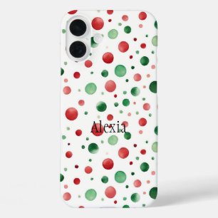 Rot Weiße Grüne Punkte Weihnachten iPhone 16 Plus Hülle