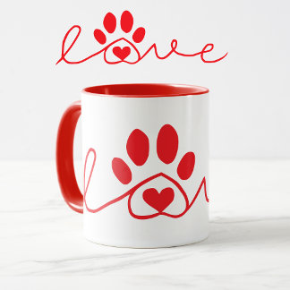Rot-Weiße-Hundeliebe-Tasse Tasse