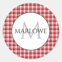 Rot-weiße Karo Kariert Monogramm