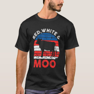 Rot Weiße Moo Niedliche Amerikanische Kuh Farmer 4 T-Shirt