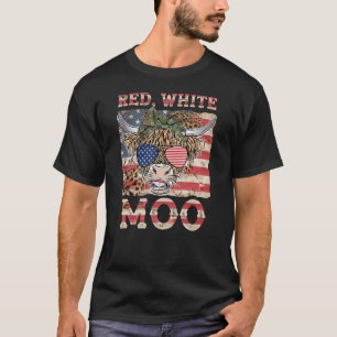 Rot Weiße Moo Niedliche Amerikanische Kuh Farmer 4 T-Shirt