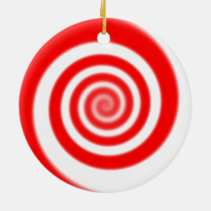 Rot-weiße Pfefferminzbonbon-Swirle Keramikornament