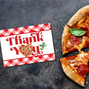 Rot Weiße Pizza-Themen Dankeskarte