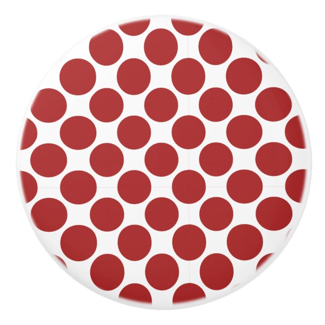 Rot-weiße Polka-Punkt-Keramik Keramikknauf (Vorderseite)