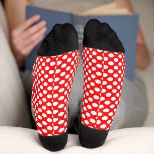 Rot-Weiße Polka-Punkte minimalistisch Socken
