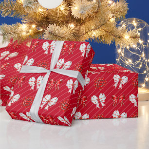 Rot-Weiße Schleifen Weihnachten Geschenkpapier