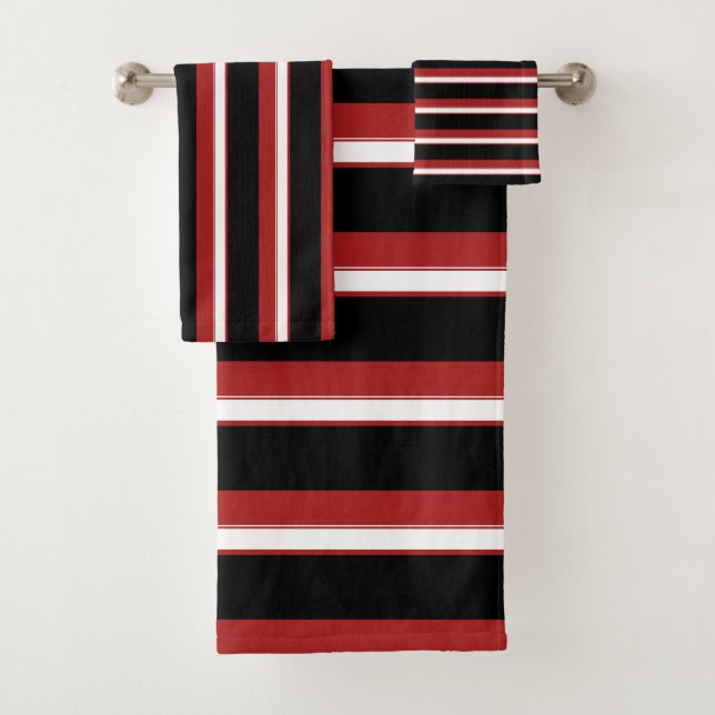 Rot-weiße Streifen Chic Stripe Badhandtuch Set (Insitu)