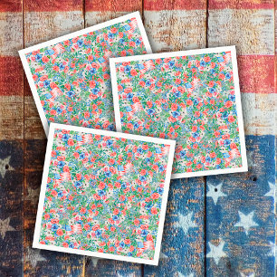Rot Weiße Und Blaue Blumen Patriotisch 4. Juli Serviette