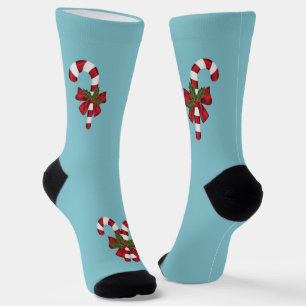 Rot-weiße und hellblaue Süßigkeiten Socken