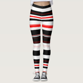 Rot-weiße und schwarze horizontale Streifen Leggings