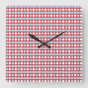 Rot-, weiße und statischeblaue Pastellwebart Quadratische Wanduhr