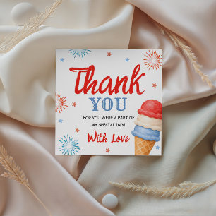 Rot Weiße und Zwei Eiscreme Favor Tags Geschenkanhänger