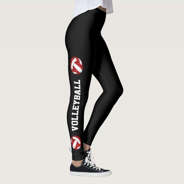 Rot-weiße Volleyballs schreiben Beinmädchen Leggings (Rechts)