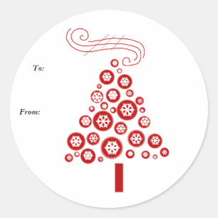 Rot-Weiße Weihnachtsbaum Runder Aufkleber