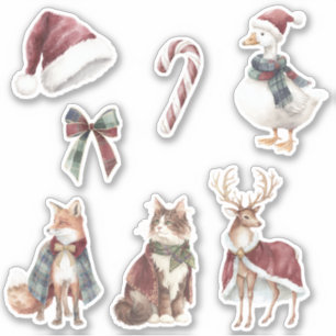 Rot Weiße Weihnachtsmannmütze Zuckerrohr Tiere Wei Aufkleber