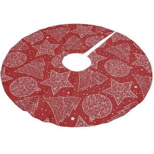 Rot-weiße Weihnachtsmuster Baumrock Polyester Weihnachtsbaumdecke