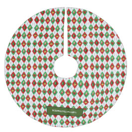Rot-weiße Weihnachtsmuster Monogramm-Bezeichnung Polyester Weihnachtsbaumdecke