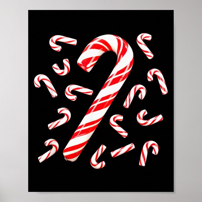 Rot-Weiße Zuckerstangen-Santa-Weihnachten  Poster (Vorne)