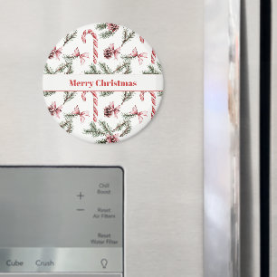 Rot Weiße Zuckerstangen Tannenzapfen Weihnachten Magnet