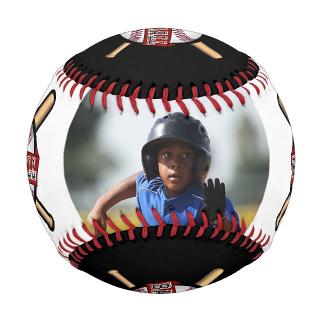 Rot | Weißer Baseball mit Schwarz und Foto (Vorderseite)