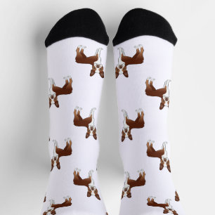 Rot-Weißer Boston-Terrier-Cartoon-Hund-Muster Socken