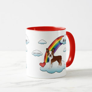Rot-weißer Boston Terrier Regenbogen-Gedenkstätte Tasse