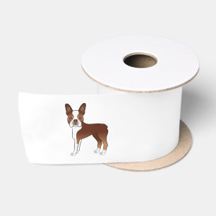 Rot-Weißer Boston Terrier Süße Cartoon-Hunde Satinband