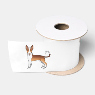 Rot-Weißer Drahthaar-Ibiza-Hund Cartoon-Hund Satinband