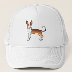 Rot-Weißer Drahthaar-Ibiza-Hund Cartoon-Hund Truckerkappe