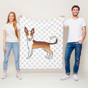 Rot-weißer Drahthaar-Ibiza-Hund & Pfoten Fleecedecke