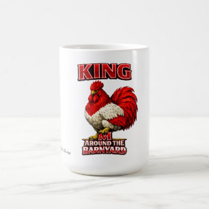 Rot-Weißer Hahn Männer T-Shirt Kaffeetasse