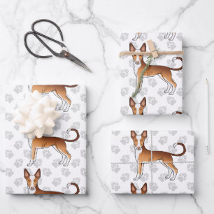Rot-Weißer Ibizaner Hund mit glattem Fell Hundemus Geschenkpapier Set