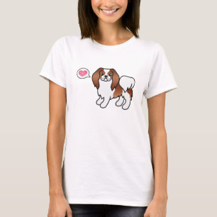 Rot-Weißer Japan-Chin-Cartoon-Hund T-Shirt