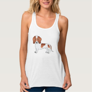 Rot-Weißer Kurzhaar-Dachshund-Cartoon-Hund Tank Top