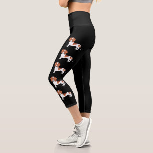 Rot-Weißer Kurzhaar-Dackel-Cartoon-Hund Capri Leggings