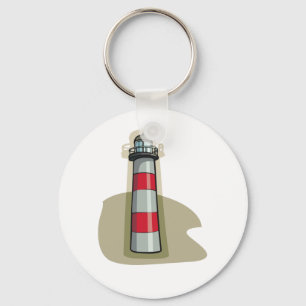 Rot-Weißer Leuchtturm Maritime Küstenoptik Schlüsselanhänger